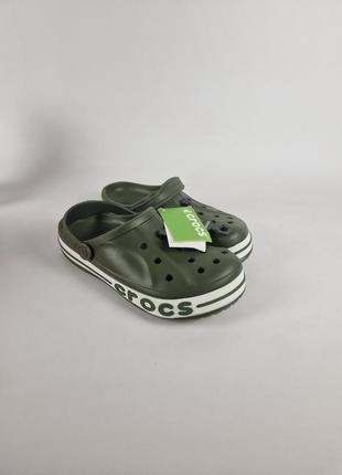 Сабо мужские кроксы crocs хаки темно зеленые шлепанцы