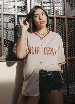 Сорочка оверсайз рубашка вільна бейсбольна california