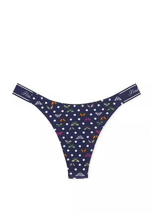 Трусики бразильяна  victorias secret pink  logo cotton high-leg thong panty оригінал