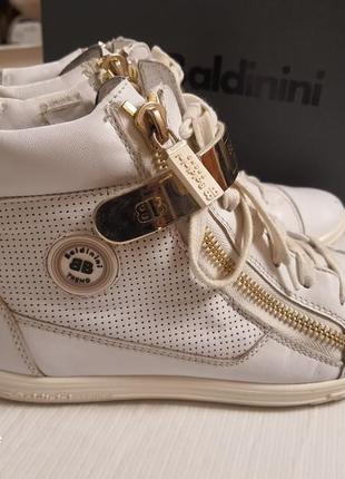 Baldinini trend. оригинал! италия женские белые полностью кожаные ботинки