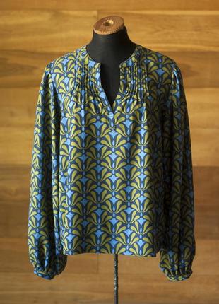 Синяя блузка с геометрическим принтом женская emily van den bergh, размер l, xl