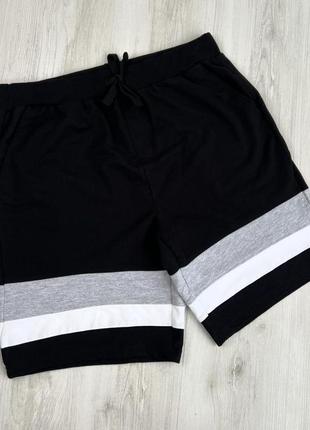 Спортивные шорты стильные свободные черные мужские хлопка пояс на резинке