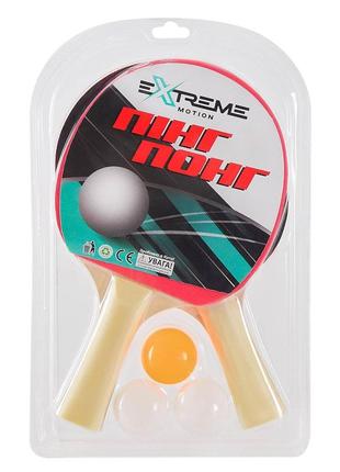 Теннис настольный арт. tt2431 (50шт) 2 ракетки,3 мячика, слюда,толщина 6 мм