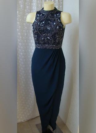 Платье вечернее в пол с бисером lace&beads р.42-44 7751