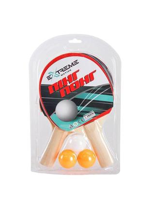 Теннис настольный арт. tt24166 (50шт) 2 ракетки,3 мячика, в слюде, толщина 5 мм