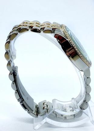 Годинник жіночий наручний rolex (ролекс), комбінований з білим циферблатом ( код: ibw898syo )4 фото