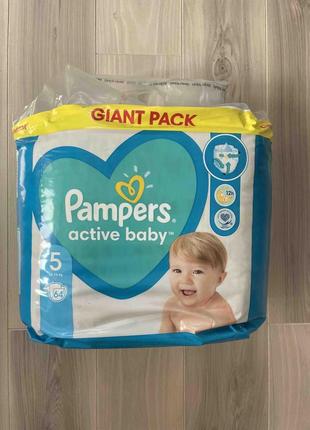 Новая упаковка. запечатанная pampers active baby 64шт - 5 размер.