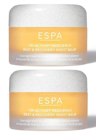 Ночной восстанавливающий бальзам espa tri-active resilience rest &amp; recovery night balm, 2*15 мл