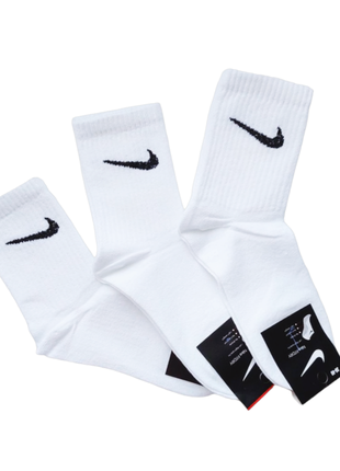 Набор 6 пар женские белые высокие носки найк "nike" 36-40р. высокие, теннис, демисезонные, летние