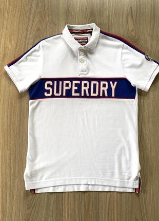 Мужская хлопковая поло футболка с нашивкой superdry