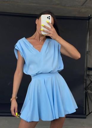 Комбінезон плаття міні з відкритою спинкою вільний блакитний фіолетовий чорний рожевий літній трендовий стильний9 фото