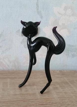 Фигурка кошка цветное стекло статуэтка мини