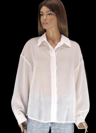 Брендовая полупрозрачная белая блузка "shein" оверсайз. размер eur44, xl.