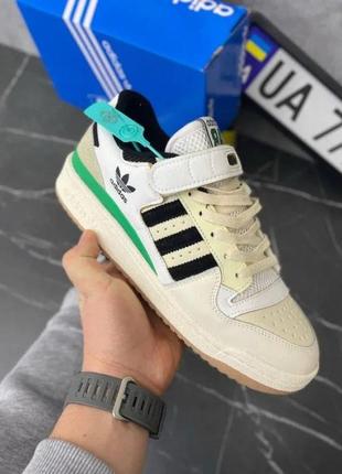 Adidas forum 84 зеленый/черный/бежевый