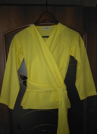 Коттоновая блуза - кимоно klaer лимонного цвета (италия) 100% хлопок