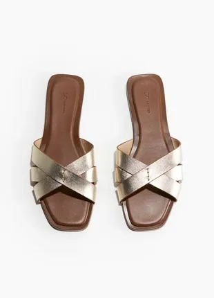 Кожаные шлепанцы h&m premium selection 12250520011225052003