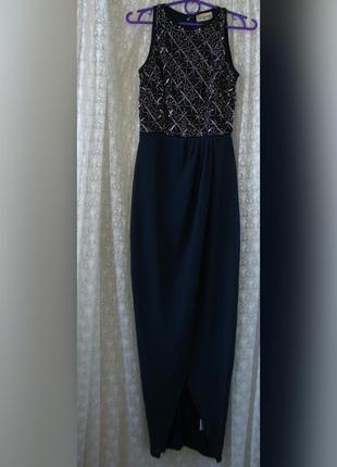 Платье вечернее в пол с бисером lace&beads р.42 7765