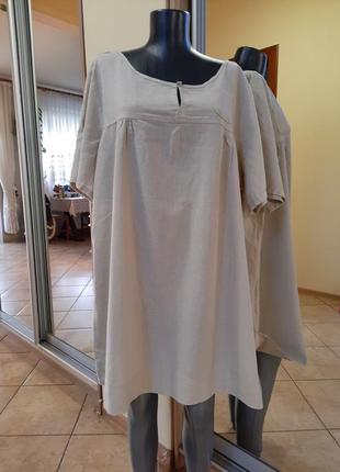 Вискозно-льняное платье 👗 туника большого размера