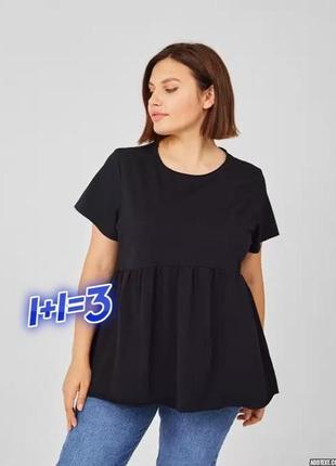 1+1=3 фирменная черная базовая женская футболка оверсайз zara, размер 44 - 46