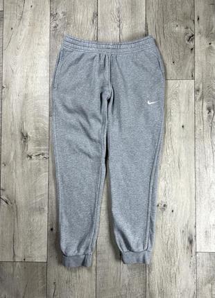 Nike штаны m размер флисовые на манжете серые оригинал