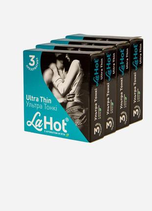 Презервативи латексні високоякісні тонкі з ароматом м'яти la hot ultra thin блок 36 штук