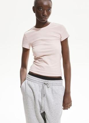 Хлопковая футболка из трикотажа в рубчик h&m 12220970011222097003