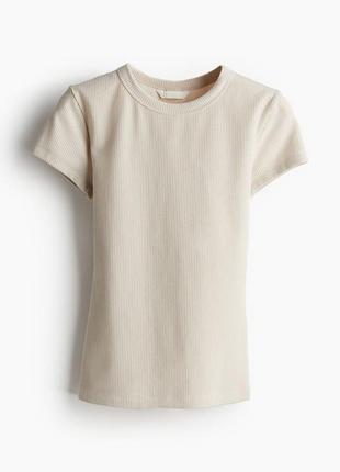 Хлопковая футболка из трикотажа в рубчик h&m 12220970011222097007