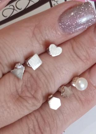 Срібні сережки "тижневинка", набір, натуральні перли