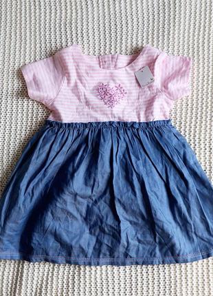 Новое детское платье-боди, хлопок, на 6-9 месяцев
