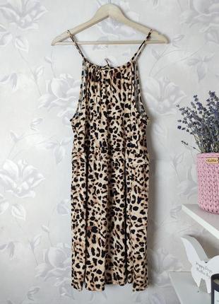Новое платье сарафан ярусное волан леопардовый принт