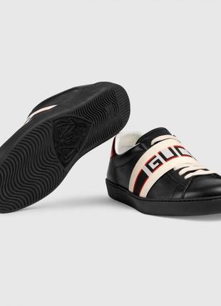 Кроссовки gucci stripe sneaker black