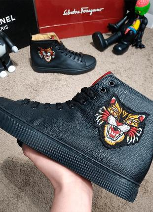 Ботинки gucci high top sneaker with angry cat black
