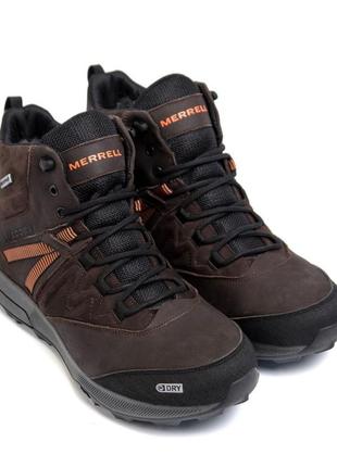 Шкіряні зимові черевики merrell коричневі