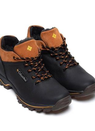 Зимові шкіряні ботинки  columbia колір чорний