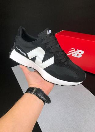 Мужские кроссовки new balance 327 black white New belанс черного с белым цветами