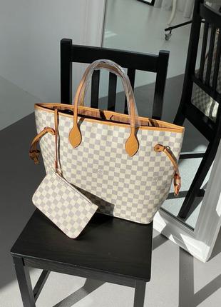 Сумка в стиле louis vuitton neverfull cream caramel