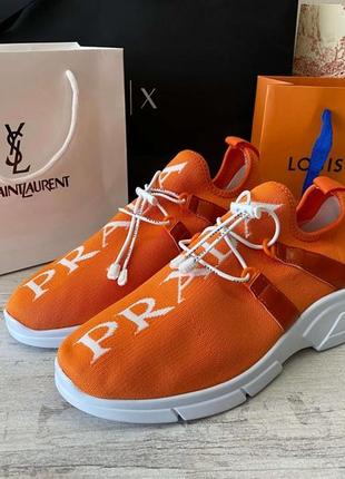 Кросівки prada knit fabric sneakers orange