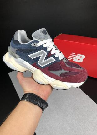 Чоловічі кросівки new balance 9060 burgundy blue нью беланс бордового з синім кольорів