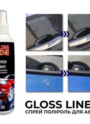 Моментальный глянцевый спрей полироль для кузова авто gloss line speed wax 250 мл