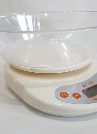 Весы кухонные электронные с чашкой d&t  dt-02 до 5 кг