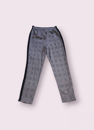 Жіночі штани на високій посадці в клітинку сірого кольору olko