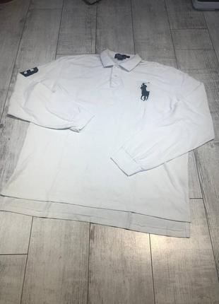 Белое мужское регби лонгслив polo ralph lauren