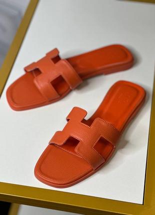 Шлепанцы, шлепки в стиле hermes oranorange