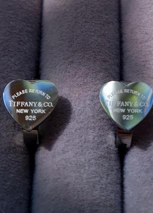 🩷серьги в форме сердца тиффани серебряные