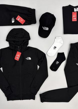 Чоловічий спортивний набір the north face норд фейс 7в1: кофта, штани, футболка, шорти, кепка, шкарпетки ||