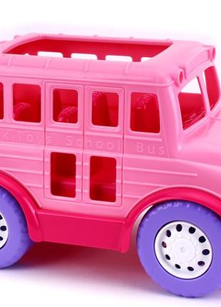 Игрушка школьный автобус технок 7129 розовый детская машинка пластиковая большая для детей машина