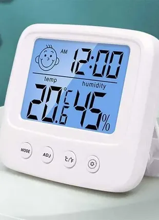 Цифровий термометр із гігрометром підсвіткою та годинником