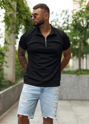 Чоловічі футболки з блискавкою в чорному кольорі |