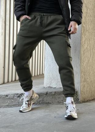 Чоловічі штани "cose" в  кольорі хакі утеплені флісом |