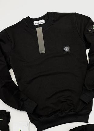 Чоловічий світшот стон айленд stone island у чорному кольорі ||